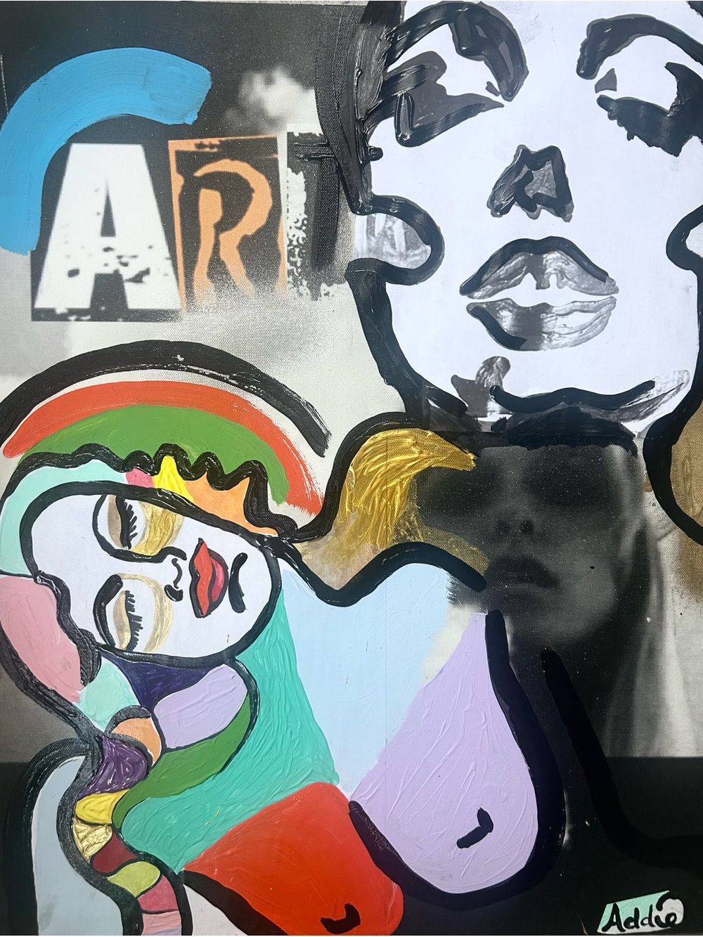 Colorful Pop Art Portrait Canvas - Multicolor Home Art 16 by 20